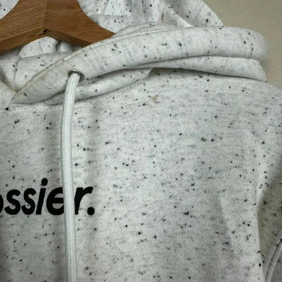 Glossier Speckled Pullover Terrazzo Hoodie Light Gray Small - Picture 2 of 7